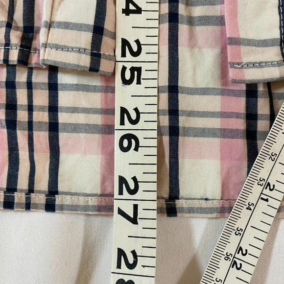Gap EUC Boyfriend fit baby pink plaid button down cotton shirt XS - Picture 6 of 10